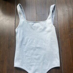 Ribbed light blue bodysuit, size XS